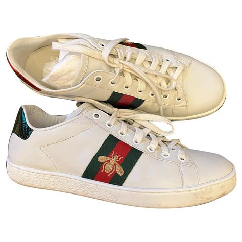 gucci bee trainers womens white|Gucci boots with bees.